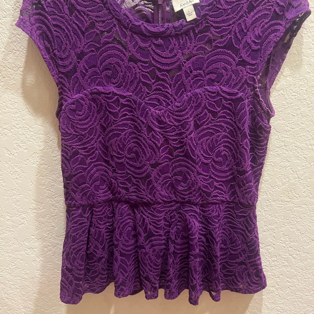 Xhilaration Purple Floral Lace Blouse